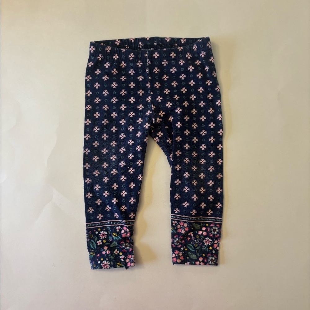 Carter's Navy Leggings with Pink Floral Accents
